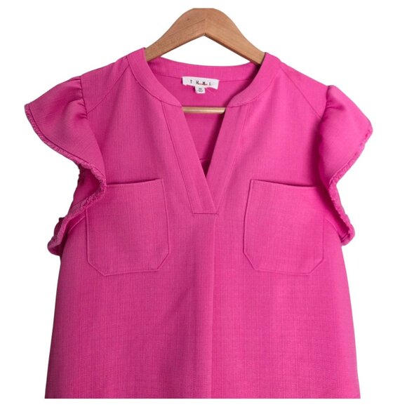 Women's - THML Pink Flutter Sleeve Dress, Size XS - Picture 2 of 6